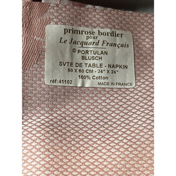 Le Jacquard Francais primrose bordier Portulan Blush 5 Napkins 24x24" - Picture 3 of 3